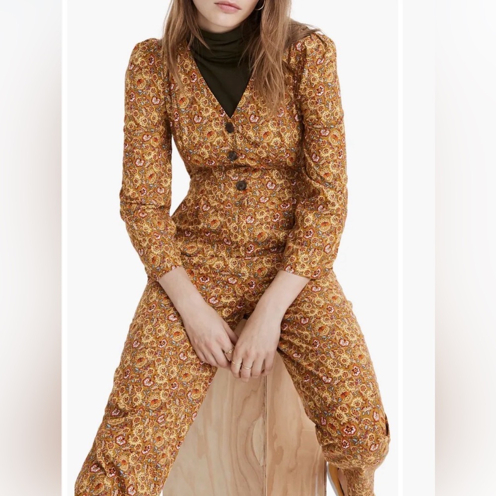 Madewell Floral V-neck Jumpsuit